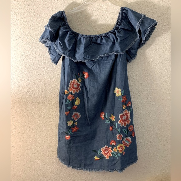 Embroidered Chambray Dress - Picture 1 of 3